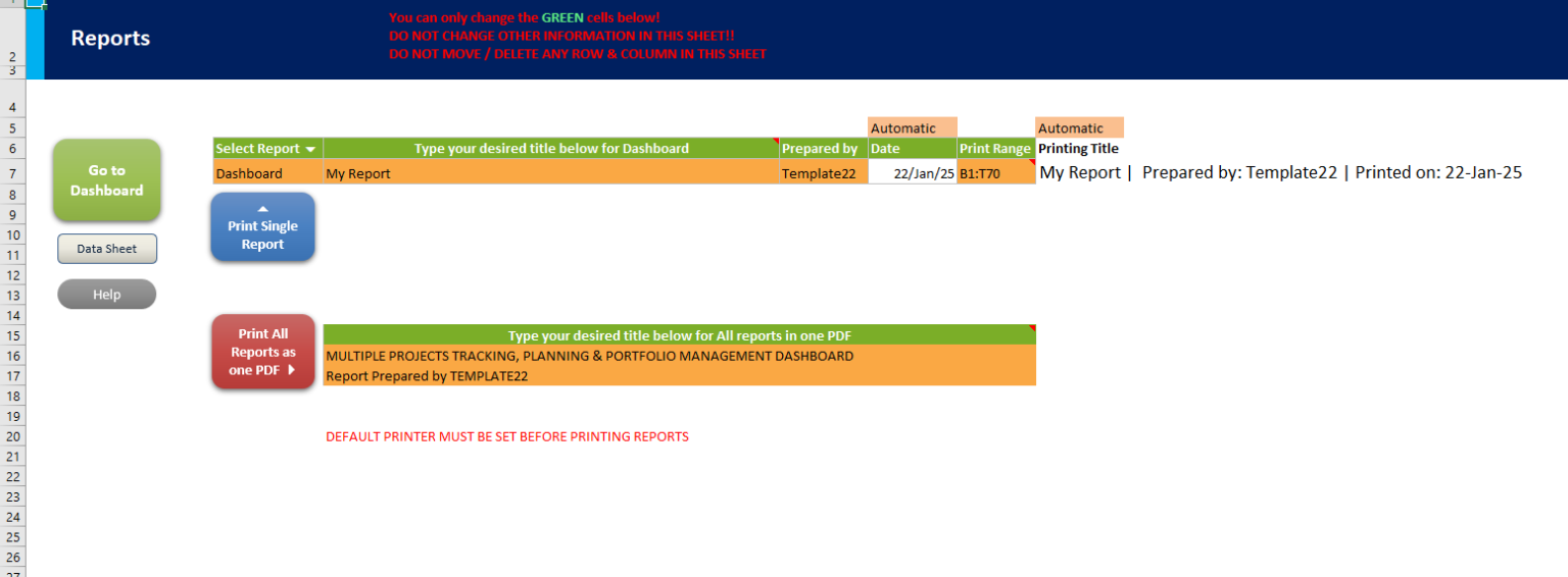 Advanced Project Plan & Portfolio Excel Template - TEMPLATE22