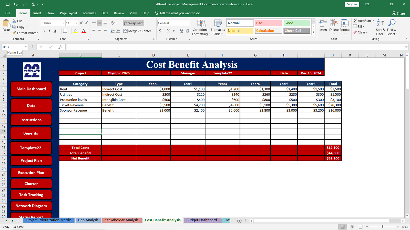 Cost Benefit Analysis Template