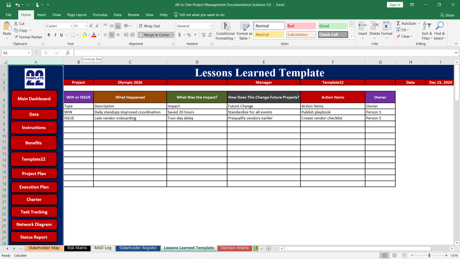 Lessons Learned Template