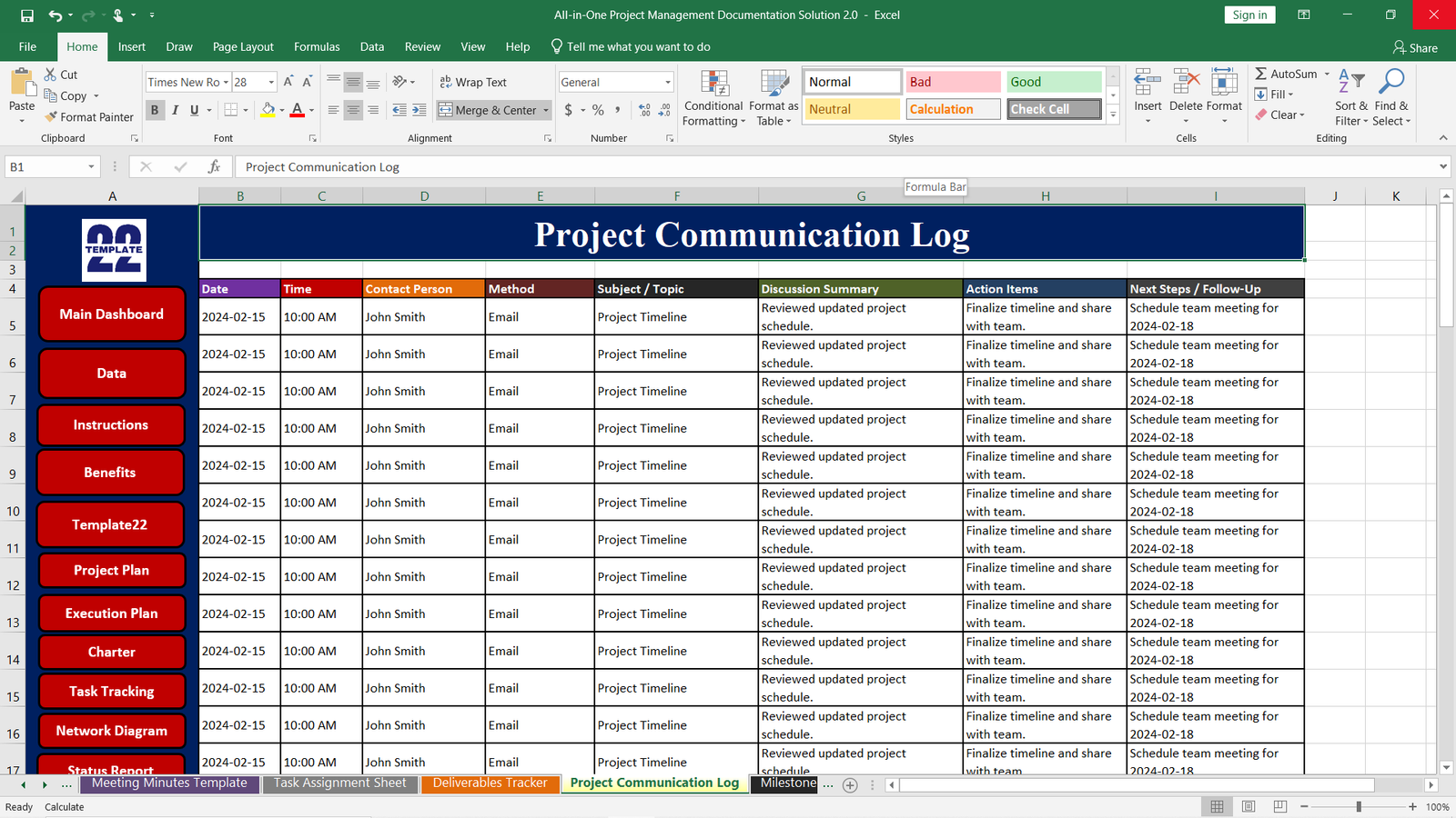 Project Communication Log