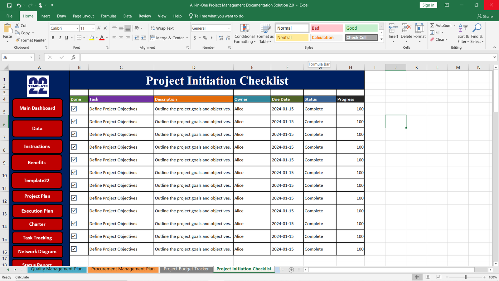 Project Initiation Checklist