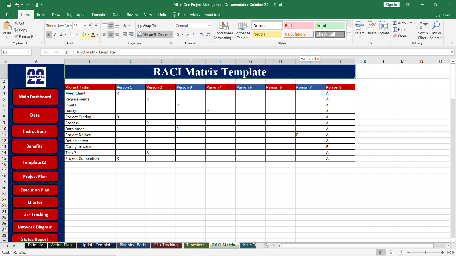 RACI Matrix Template