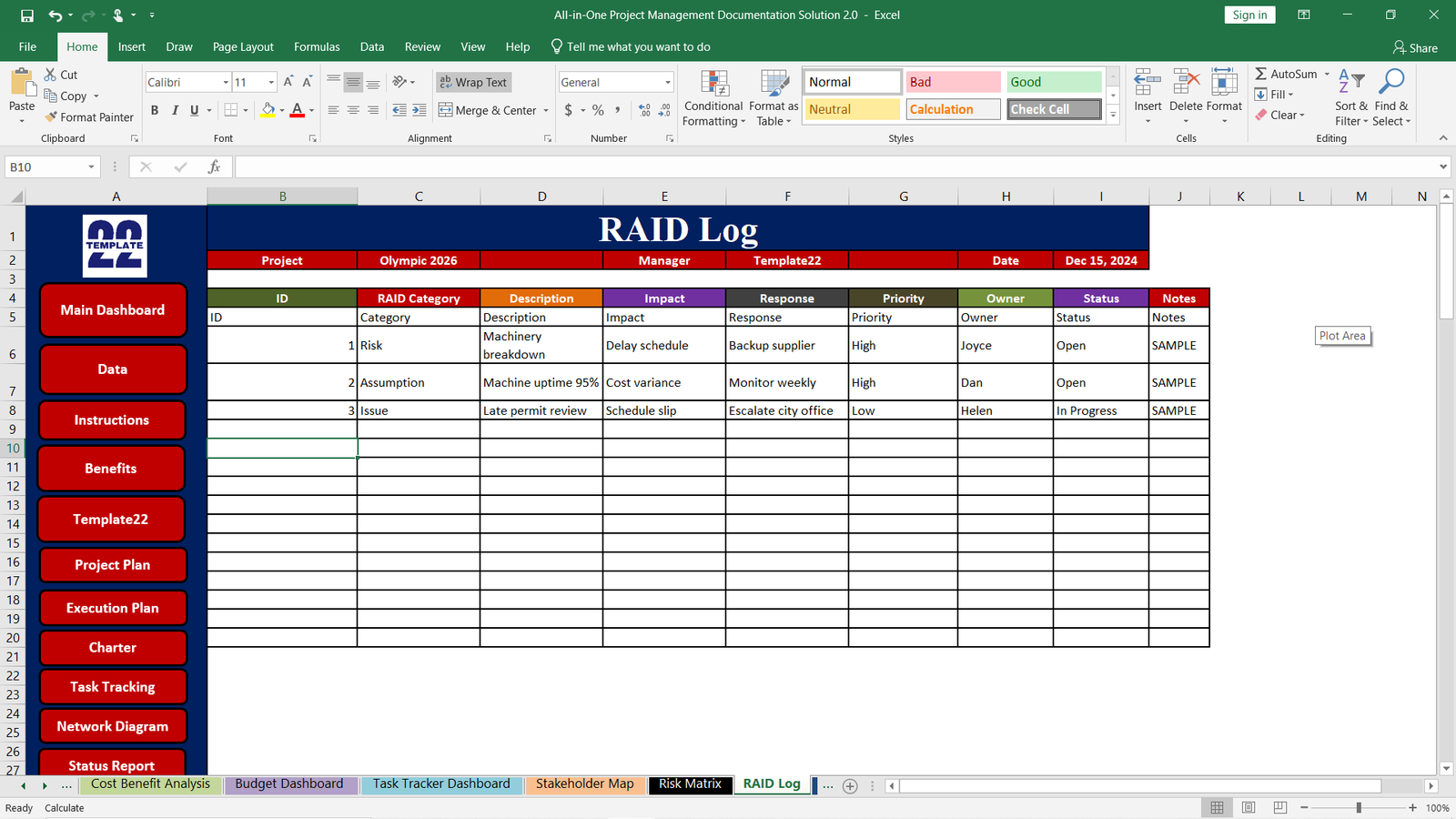 RAID Log Template