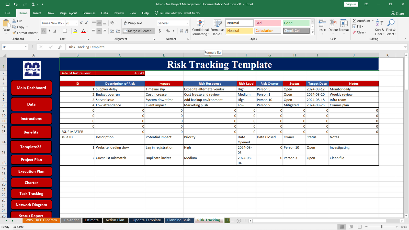 Risk Tracking Template