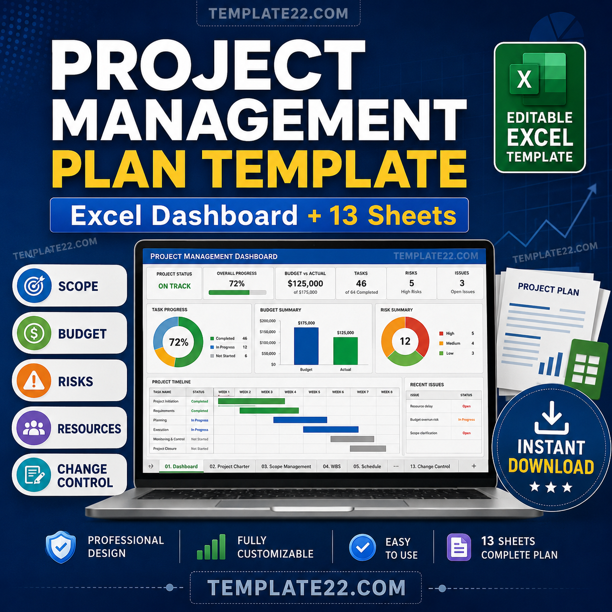 Project Management Plan Template in Excel